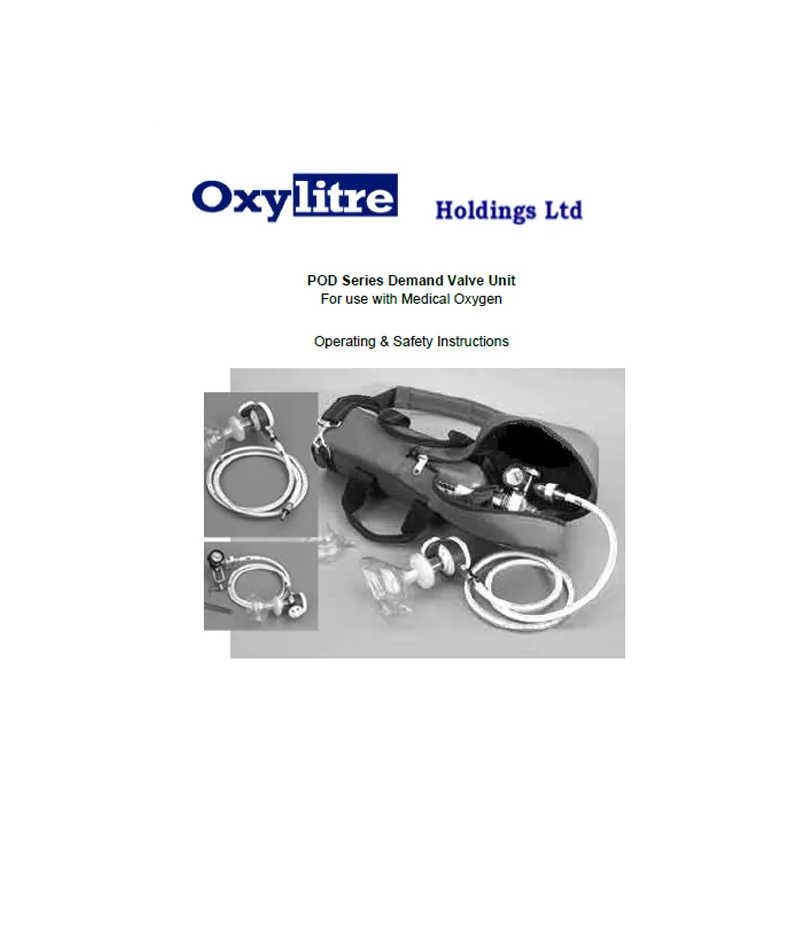 Front page of the Oxylitre POD Series portable oxygen demand unit instructions for use