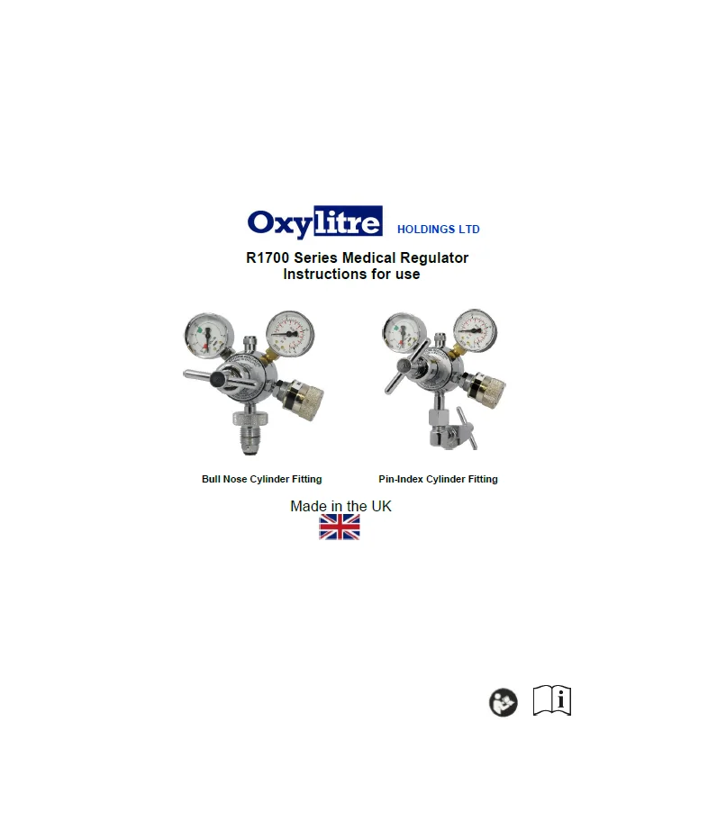 Front page of the Oxylitre R1700 Series regulator instructions for use