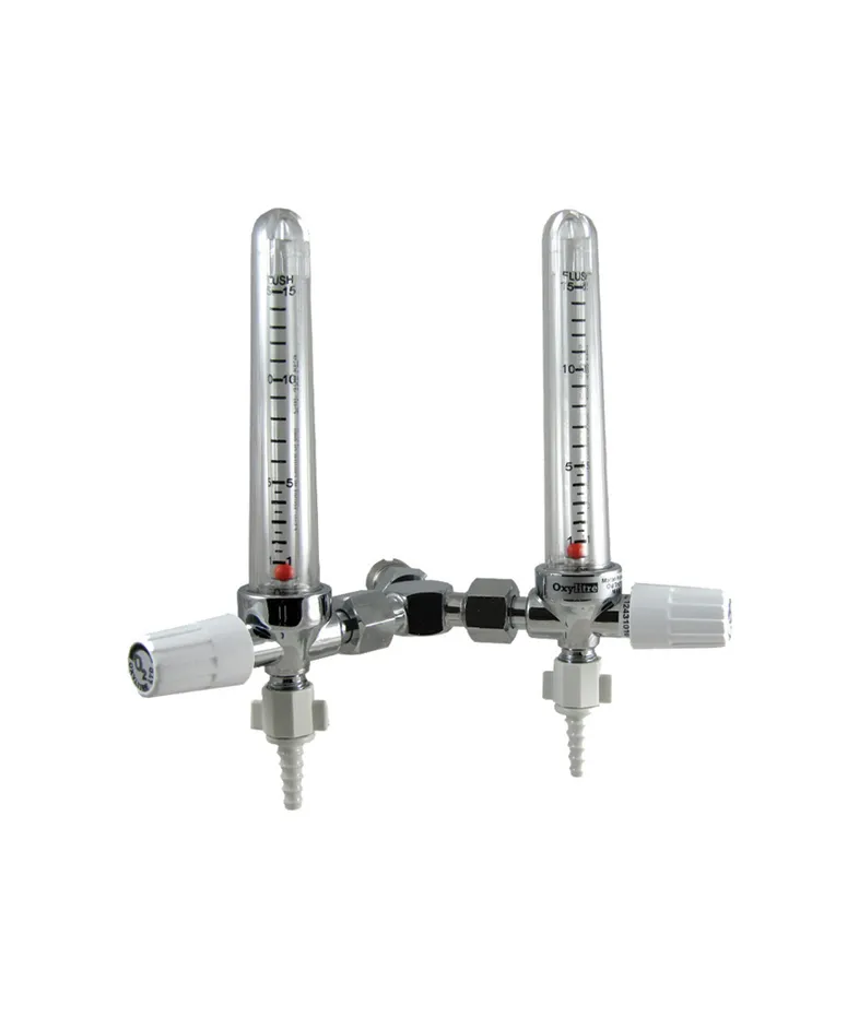 Twin Y configuration medical gas flowmeters