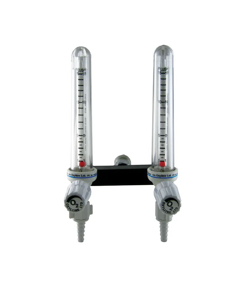 F2602B Compact Twin Back Bar Configuration Flowmeters Oxygen 0-15lpm